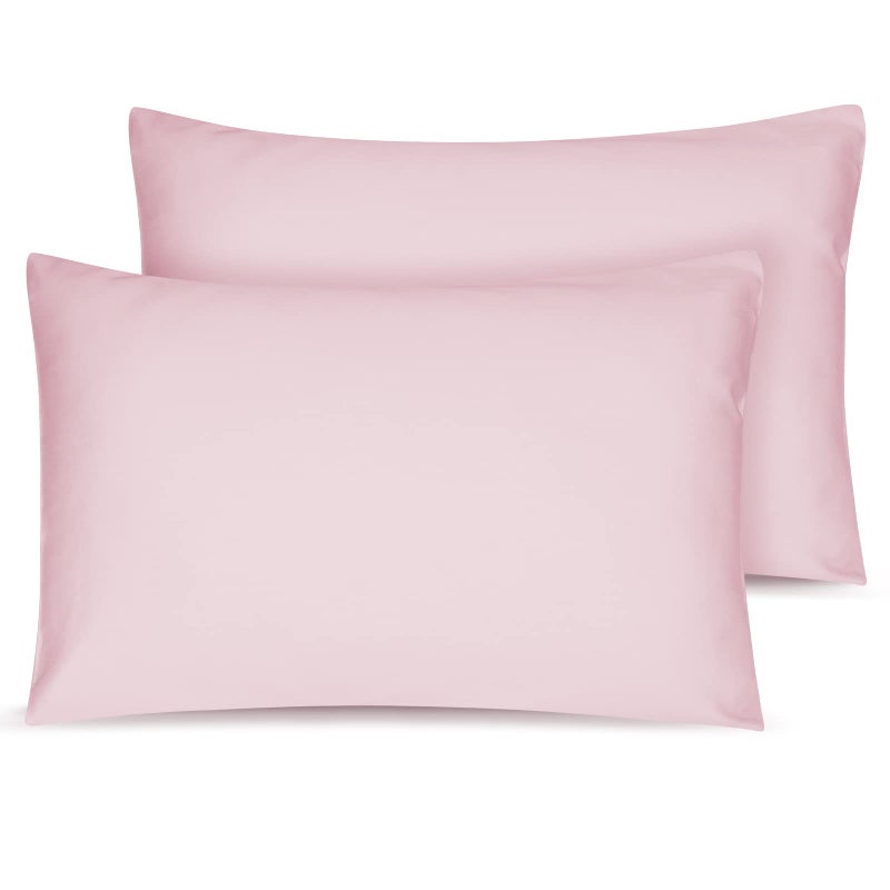 LULUSILK Organic Cotton Toddler Pillowcase 2 Pack, 14 x 20 Travel Pillow Case Cover for Babies, Kids, Boys and Girls, Soft and Breathable Small Pillow Cases with Envelope Closure, Pink - Image 1